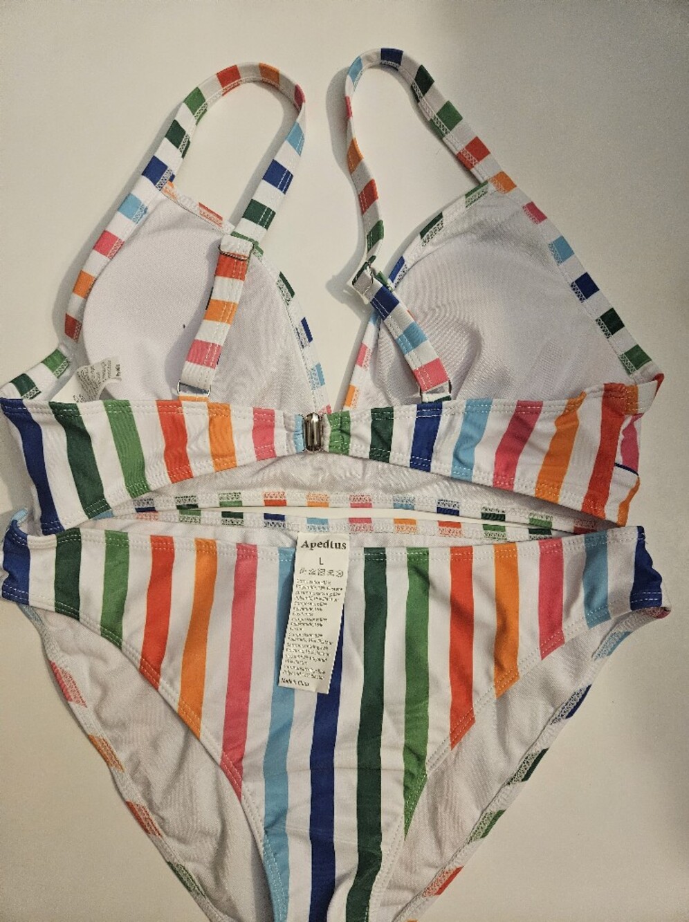 Womens' Rainbow Stripe Two-Piece Swim Set – Multicolor